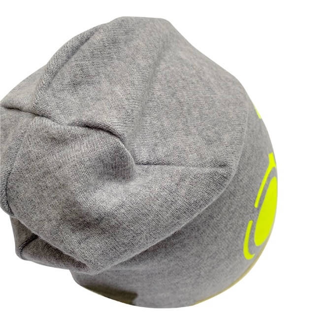 Merino Kindermütze - grau-gelb Headphones