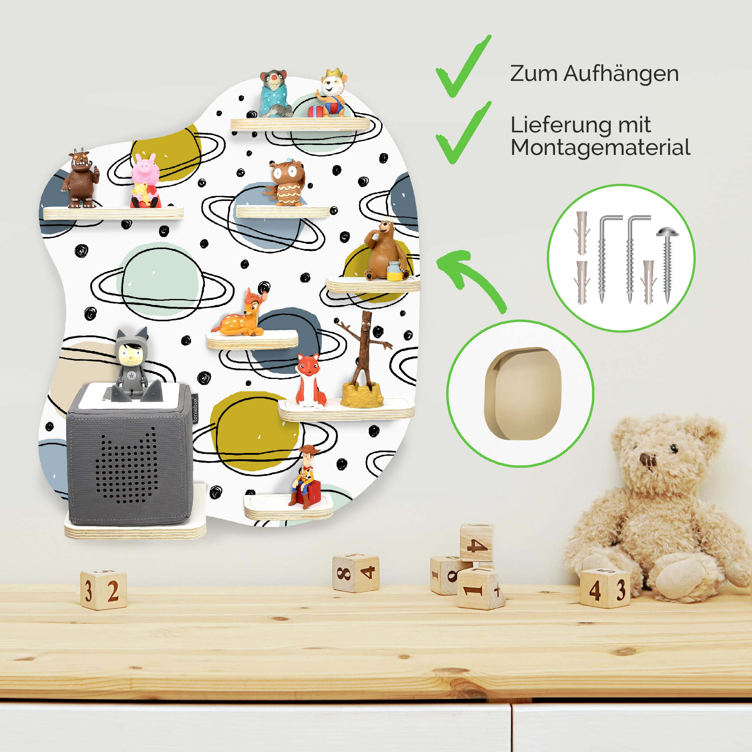 Regal geeignet für die Toniebox "Planets" - zum Aufhängen