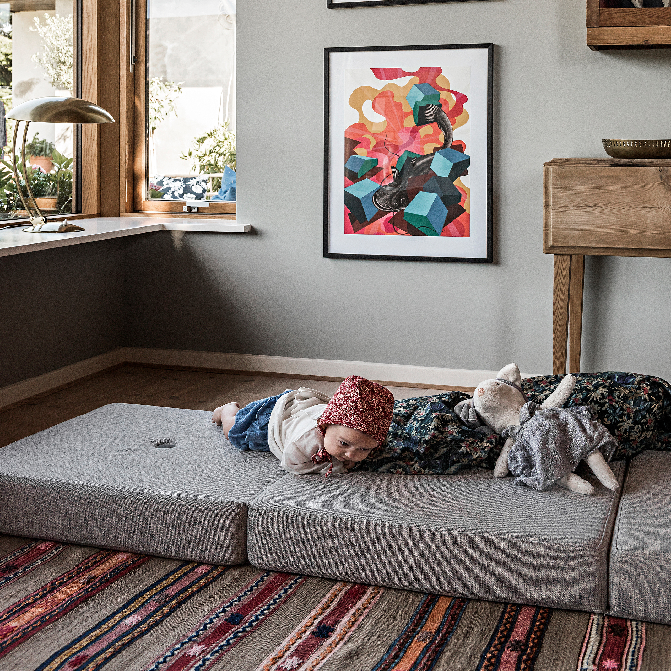 Multifunktionaler Pouf "KK 3 Fold single" - Multi Grey / Grey