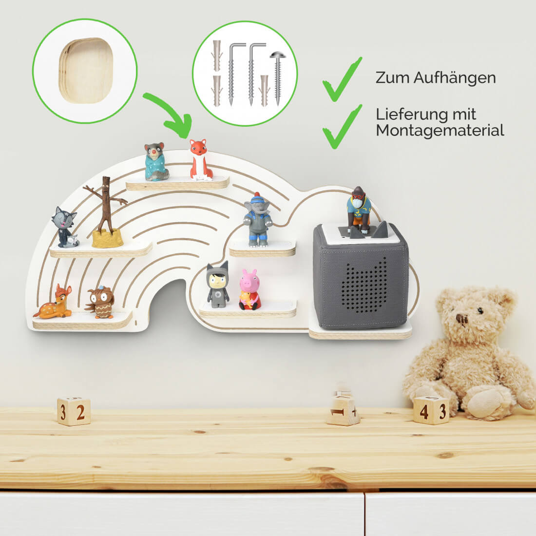 Regal geeignet für die Toniebox "Regenbogenwolke" - zum Aufhängen