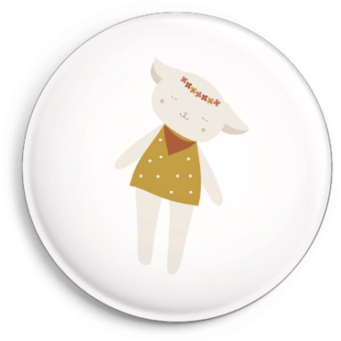 Button "Lamm mit Haarkranz"