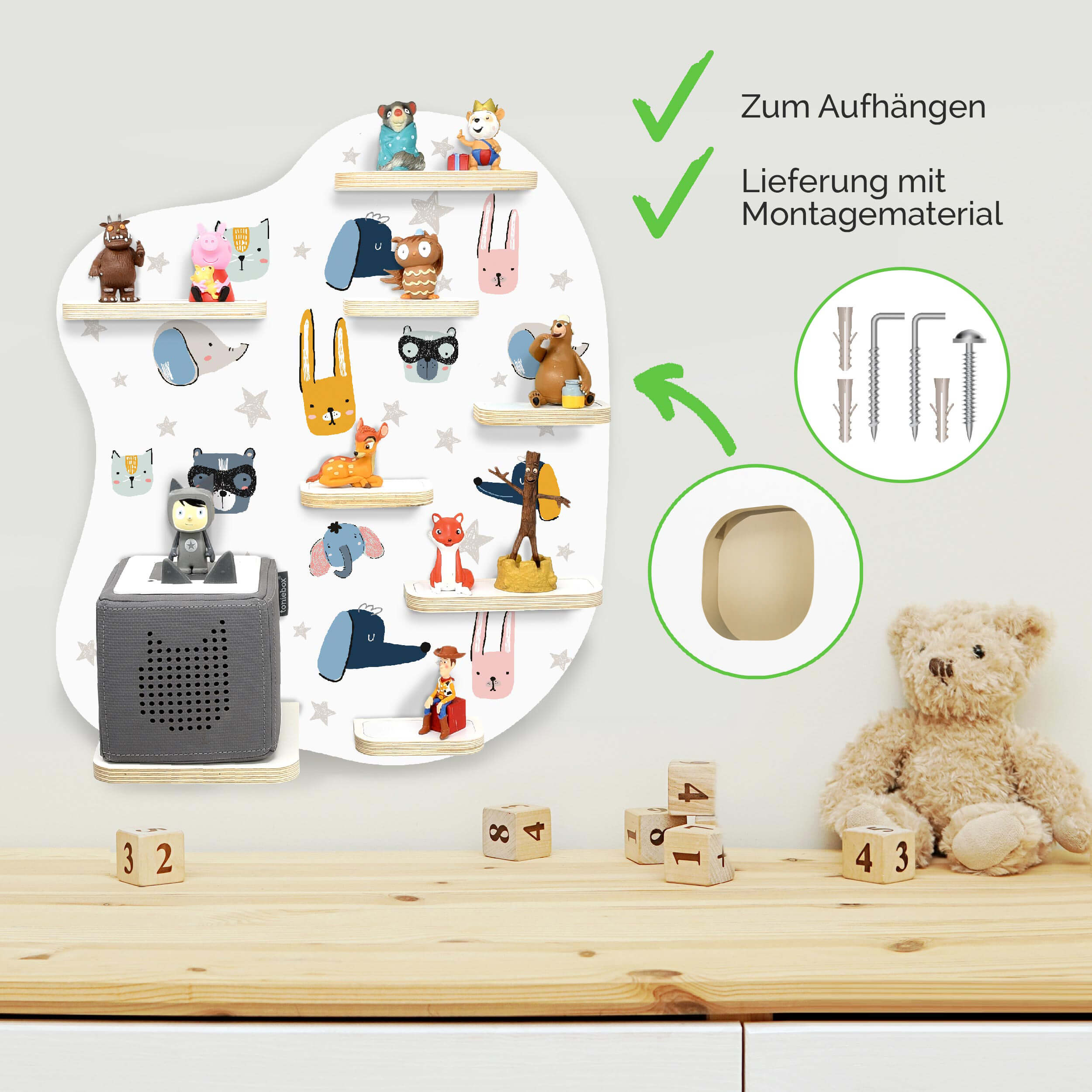 Regal geeignet für die Toniebox "Funny Faces" - zum Aufhängen