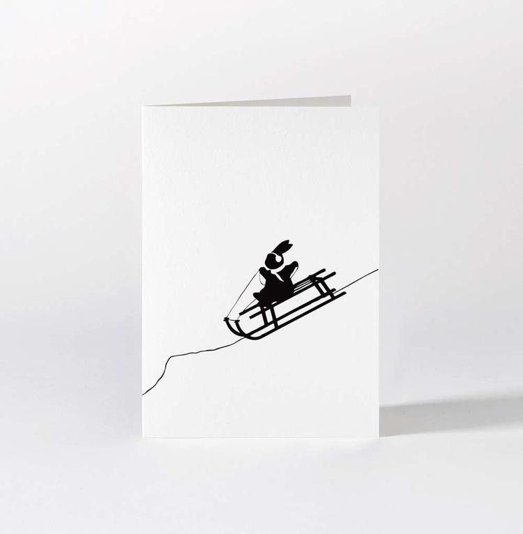 Grußkarte "Sledging Rabbit"