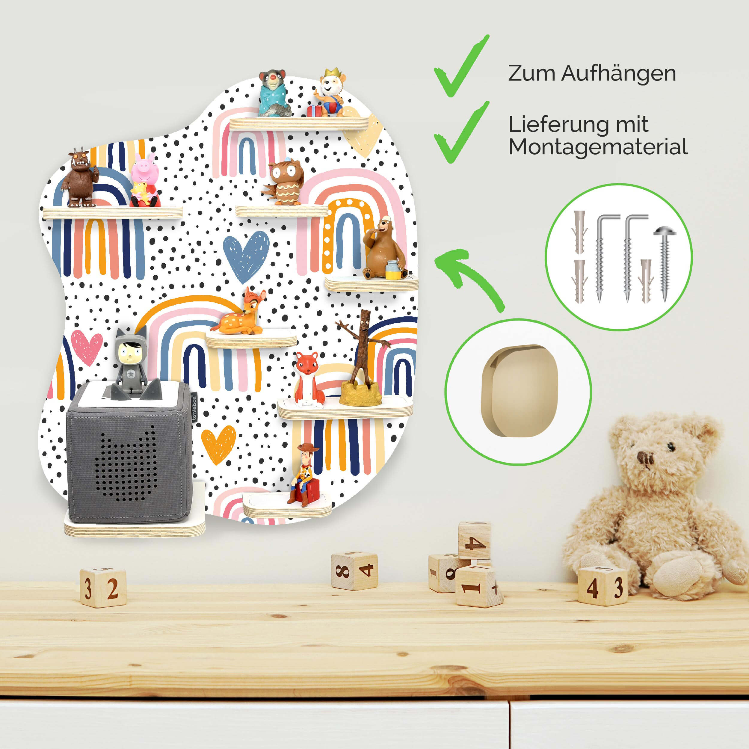 Regal geeignet für die Toniebox "Follow The Rainbow" - zum Aufhängen