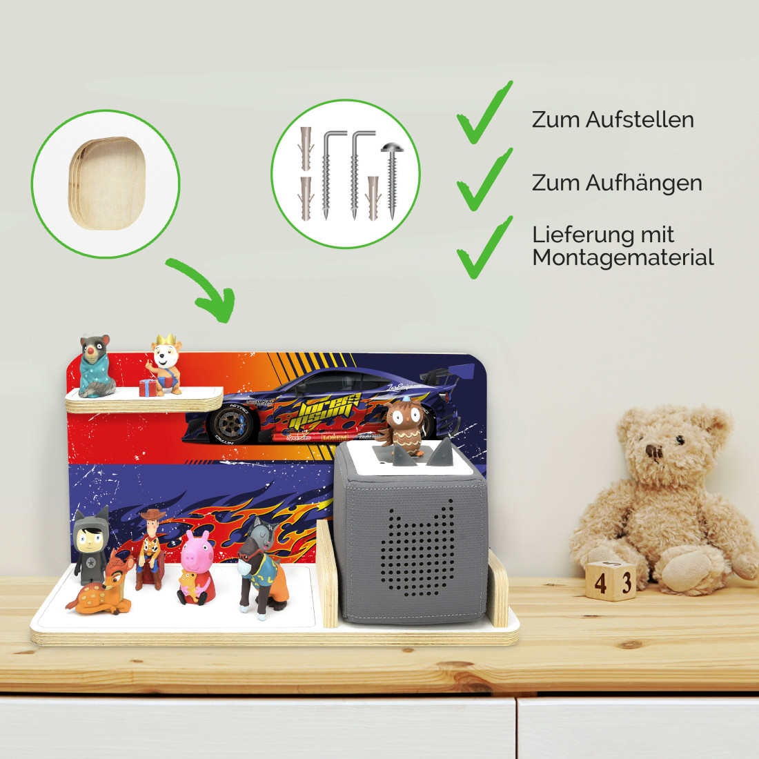 Regal für Tonies, 'Rennwagen', klein