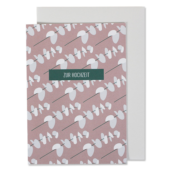Grußkarte "Zur Hochzeit" kleine Blätterzweige, rosa