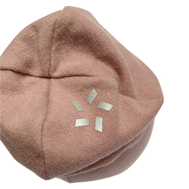 Merino Kindermütze - rosa Stern silber