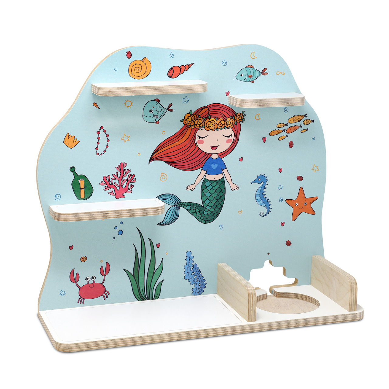 Musikboxregal passend für Toniebox "Meerjungfrau grün" mittel