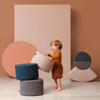 Kinder-Pouf "KK Half Circle"- Blue Grey