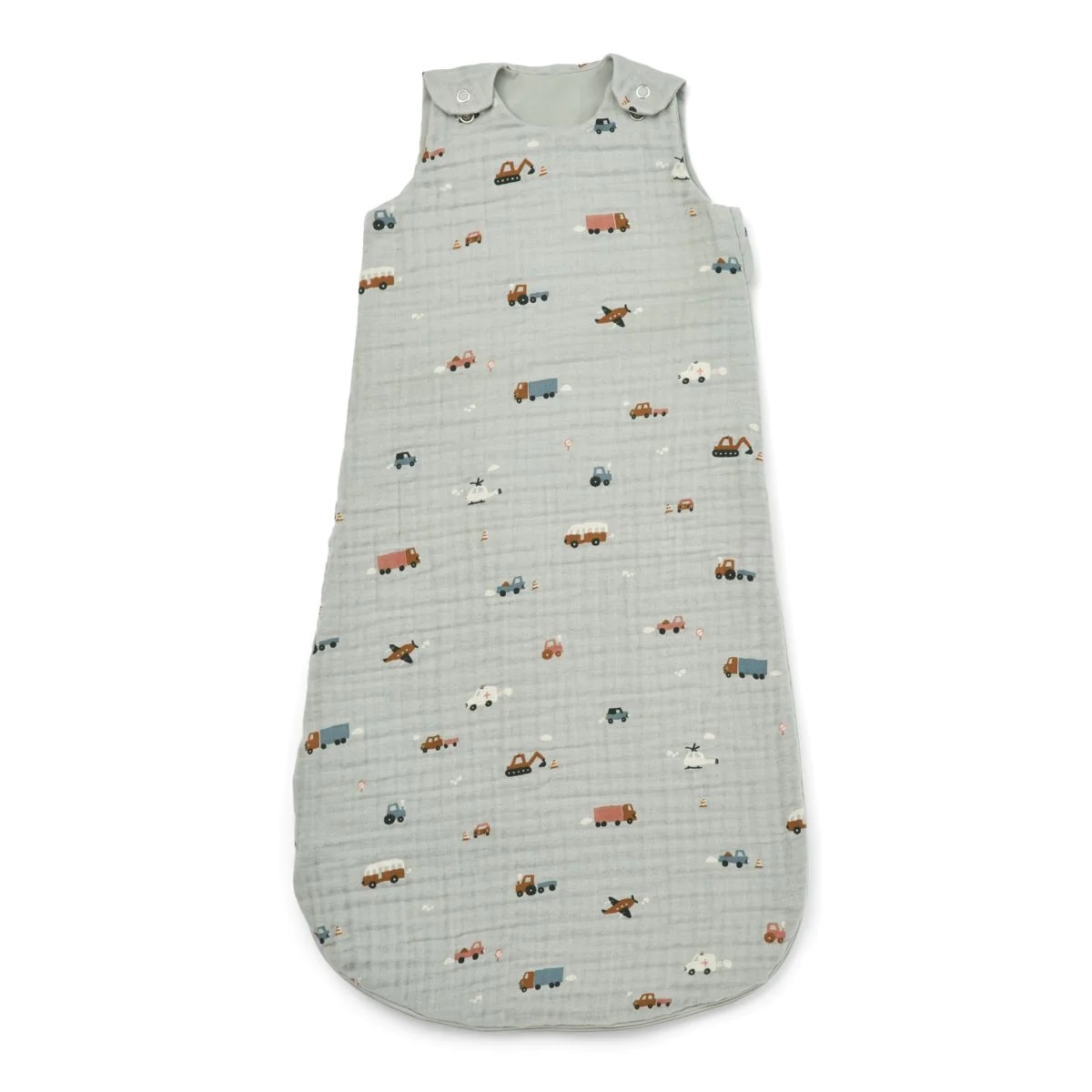 Musselin Schlafsack "Flora - Vehicles - Dove Blue"